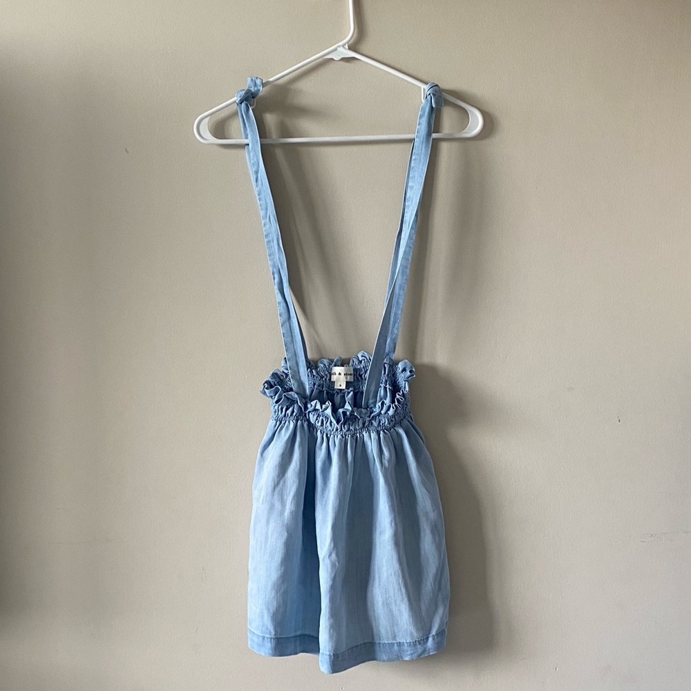 Light Denim Overall-Style High-Waisted Mini Skirt - Picture 1 of 4